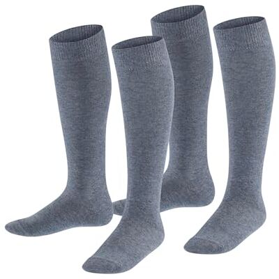 ESPRIT Unisex Kinder Kniestrümpfe Foot Logo Multipack K Kh Baumwolle lang einfarbig 2 Paar, Grau Light Grey Melange 3390, 31-34 ESPRIT Unisex Kinder Kniestrümpfe Foot Logo Multipack K Kh Baumwolle lang einfarbig 2 Paar, Grau Light Grey Melange 3390, 31-34