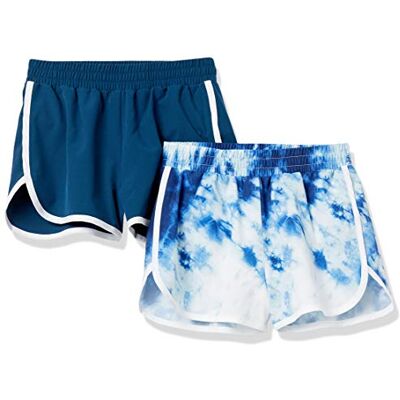 Amazon Essentials Mädchen Aktive Laufshorts, 2er-Pack, Marineblau/Batik, 4 Jahre Amazon Essentials Mädchen Aktive Laufshorts, 2er-Pack, Marineblau/Batik, 4 Jahre