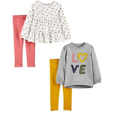 Simple Joys by Carter's Mädchen 4-Piece Long-Sleeve Shirts and Pants Playwear Hosen-Set, Gelb Punkte/Grau Love/Rosa/Weiß Floral, 2 Jahre Simple Joys by Carter's Mädchen 4-Piece Long-Sleeve Shirts and Pants Playwear Hosen-Set, Gelb Punkte/Grau Love/Rosa/Weiß Floral, 2 Jahre
