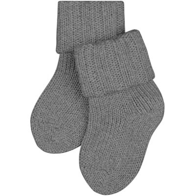 FALKE Unisex Baby Socken Flausch B So Wolle Baumwolle einfarbig 1 Paar, Grau Light Grey Melange 3390, 74-80 FALKE Unisex Baby Socken Flausch B So Wolle Baumwolle einfarbig 1 Paar, Grau Light Grey Melange 3390, 74-80