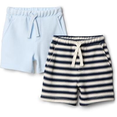 Amazon Essentials x Sofia Grainge Baby Jungen Shorts aus French Terry mit Gummizug, 2er-Pack, Hellblau/Streifen, 18 Monate Amazon Essentials x Sofia Grainge Baby Jungen Shorts aus French Terry mit Gummizug, 2er-Pack, Hellblau/Streifen, 18 Monate
