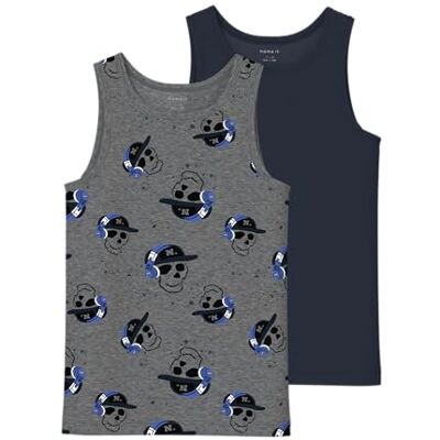 NAME IT Jungen Nkmtank Top 2P Mel Skull Noos, Dark Grey Melange, Numeric_134 NAME IT Jungen Nkmtank Top 2P Mel Skull Noos, Dark Grey Melange, Numeric_134