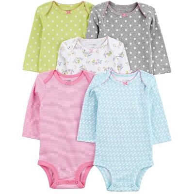 Simple Joys by Carter's Unisex Baby 5-Pack Long-Sleeve Bodysuit Body, Lindgrün/Hellblau/Rosa, Frühchen (5er Pack) Simple Joys by Carter's Unisex Baby 5-Pack Long-Sleeve Bodysuit Body, Lindgrün/Hellblau/Rosa, Frühchen (5er Pack)