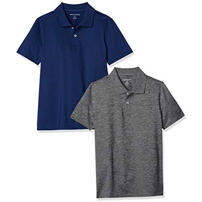 Amazon Essentials Jungen Kurzärmlige Active Performance Poloshirts, 2er-Pack, Marineblau/Grau, 9 Jahre Amazon Essentials Jungen Kurzärmlige Active Performance Poloshirts, 2er-Pack, Marineblau/Grau, 9 Jahre