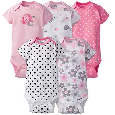 Gerber Baby-Mädchen 5er-Pack Kurzarm-Einteiler, Bodys, Elefanten/Blumen, 3–6 Monate Gerber Baby-Mädchen 5er-Pack Kurzarm-Einteiler, Bodys, Elefanten/Blumen, 3–6 Monate