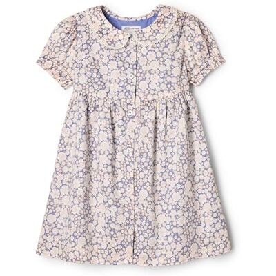 Amazon Essentials x Sofia Grainge Kleinkind Mädchen Baumwollsatin Kleid mit Kragen, Blau/Elfenbein, zartes Blumenmuster, 2T Amazon Essentials x Sofia Grainge Kleinkind Mädchen Baumwollsatin Kleid mit Kragen, Blau/Elfenbein, zartes Blumenmuster, 2T
