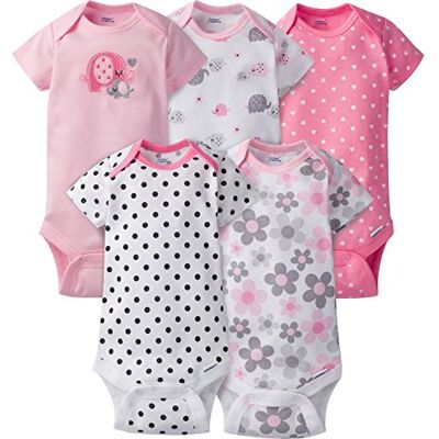 Gerber Baby-Mädchen 5er-Pack Kurzarm-Einteiler, Bodys, Elefanten/Blumen, 0–3 Monate Gerber Baby-Mädchen 5er-Pack Kurzarm-Einteiler, Bodys, Elefanten/Blumen, 0–3 Monate