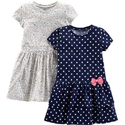 Simple Joys by Carter's Baby Mädchen Short-Sleeve and Sleeveless Dress Sets, Pack of 2 Lässiges Kleid, Grau Kätzchen/Marineblau Punkte, 2 Jahre (2er Pack) Simple Joys by Carter's Baby Mädchen Short-Sleeve and Sleeveless Dress Sets, Pack of 2 Lässiges Kleid, Grau Kätzchen/Marineblau Punkte, 2 Jahre (2er Pack)