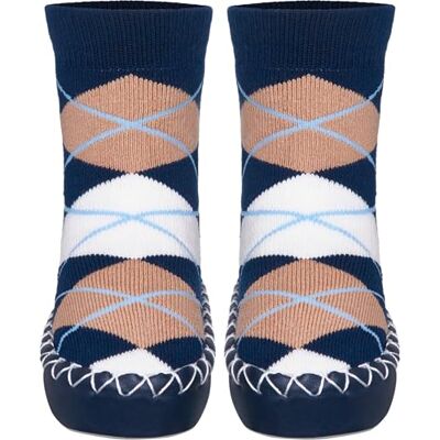 Playshoes Jungen Unisex Kinder Anti-Slip Cotton Socks Stripes Kniestrümpfe, Marine-Karo, 17/18 EU Playshoes Jungen Unisex Kinder Anti-Slip Cotton Socks Stripes Kniestrümpfe, Marine-Karo, 17/18 EU