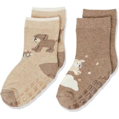 Sterntaler ABS Socken Doppelpack Unisex – Flauschige Stoppersocken für Jungen und Mädchen mit Innenfrottee – Baby- und Kinderstrümpfe Bauernhof – beige melange, Größe 22 Sterntaler ABS Socken Doppelpack Unisex – Flauschige Stoppersocken für Jungen und Mädchen mit Innenfrottee – Baby- und Kinderstrümpfe Bauernhof – beige melange, Größe 22