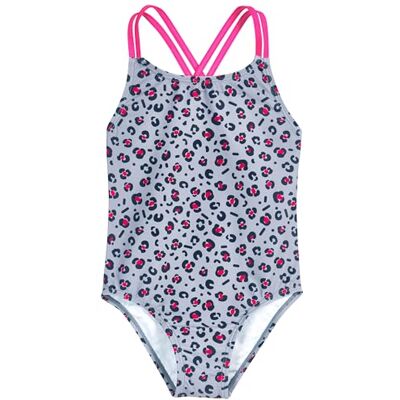 Playshoes Mädchen Schwimmanzug Badeanzug, Grau Allover Leo, 122/128 cm Playshoes Mädchen Schwimmanzug Badeanzug, Grau Allover Leo, 122/128 cm