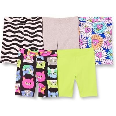 Amazon Essentials Mädchen Midi-Radshorts, 5er-Pack, Blau Blumen/Grau/Lindgrün/Schwarz Katze/Weiß Wellenmuster, 10 Jahre Amazon Essentials Mädchen Midi-Radshorts, 5er-Pack, Blau Blumen/Grau/Lindgrün/Schwarz Katze/Weiß Wellenmuster, 10 Jahre