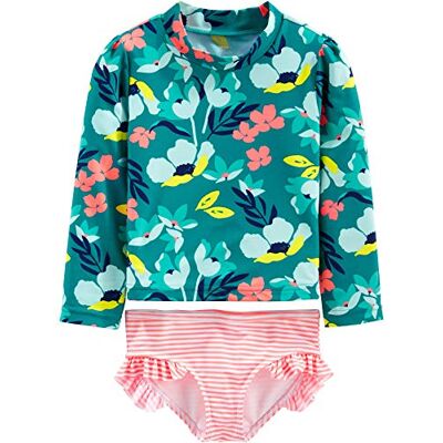 Simple Joys by Carter's Baby Mädchen 2-teilige gemischte Rashguard-Sets, Grün Floral/Rosa Streifen, 24 Monate Simple Joys by Carter's Baby Mädchen 2-teilige gemischte Rashguard-Sets, Grün Floral/Rosa Streifen, 24 Monate