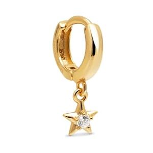 SINGULARU Einzelner Creolen-Ohrring Dance Star. Sterlingsilber mit 18-Karat-Goldbeschichtung und Zirkonia. Schmuck für Damen. SINGULARU Einzelner Creolen-Ohrring Dance Star. Sterlingsilber mit 18-Karat-Goldbeschichtung und Zirkonia. Schmuck für Damen.