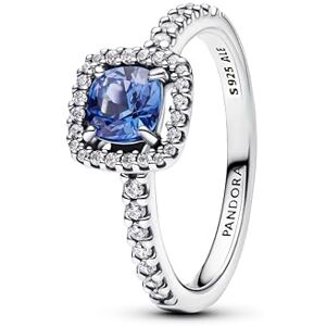 PANDORA Timeless Funkelnder Eckiger Blauer Strahlenkranz Ring aus Sterling Silber mit künstlichem Kristall, Größe: 54, 193555C01-54 PANDORA Timeless Funkelnder Eckiger Blauer Strahlenkranz Ring aus Sterling Silber mit künstlichem Kristall, Größe: 54, 193555C01-54