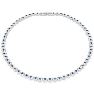Swarovski Una Angelic Halskette, Rhodinierte Damenhalskette mit Blauen Kristallen im Rundschliff und Schimmerndem Pavé, Länge: 38-40 cm Swarovski Una Angelic Halskette, Rhodinierte Damenhalskette mit Blauen Kristallen im Rundschliff und Schimmerndem Pavé, Länge: 38-40 cm