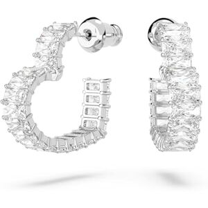 Swarovski Matrix Kreolen, Rhodinierte Ohrringe mit Herz-Motiv und Strahlenden Kristallen Swarovski Matrix Kreolen, Rhodinierte Ohrringe mit Herz-Motiv und Strahlenden Kristallen