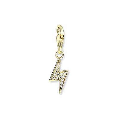 THOMAS SABO Damen Charm-Anhänger Gold Blitz weiße Steine Charm Club 925 Sterlingsilber 1882-414-14 THOMAS SABO Damen Charm-Anhänger Gold Blitz weiße Steine Charm Club 925 Sterlingsilber 1882-414-14