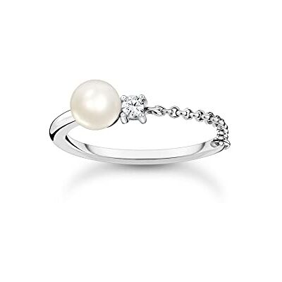 THOMAS SABO Ring Perle mit weißem Stein silber 925 Sterlingsilber THOMAS SABO Ring Perle mit weißem Stein silber 925 Sterlingsilber