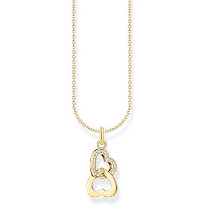 THOMAS SABO Kette mit Anhänger verschlungene Herzen vergoldet 750 Gelbgold Vergoldung, 925 Sterlingsilber THOMAS SABO Kette mit Anhänger verschlungene Herzen vergoldet 750 Gelbgold Vergoldung, 925 Sterlingsilber
