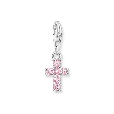 THOMAS SABO Charm-Anhänger pinkes Kreuz Silber 925 Sterlingsilber THOMAS SABO Charm-Anhänger pinkes Kreuz Silber 925 Sterlingsilber