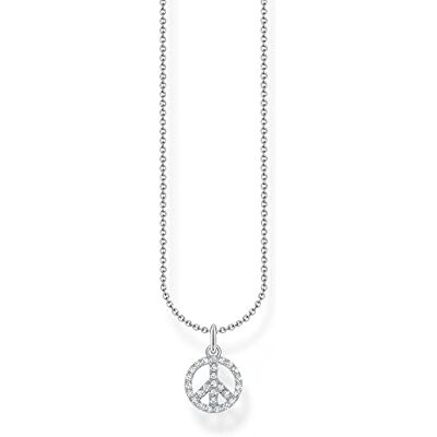 THOMAS SABO Kette Peace mit weißen Steinen silber 925 Sterlingsilber THOMAS SABO Kette Peace mit weißen Steinen silber 925 Sterlingsilber