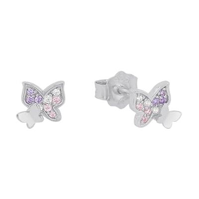 Prinzessin Lillifee Ohrstecker 925 Sterling Silber Mädchen Kinder Ohrschmuck, mit Zirkonia synth., 0,6 cm, Lila, Schmetterling, Kommt in Schmuck Geschenk Box, 2021063 Prinzessin Lillifee Ohrstecker 925 Sterling Silber Mädchen Kinder Ohrschmuck, mit Zirkonia synth., 0,6 cm, Lila, Schmetterling, Kommt in Schmuck Geschenk Box, 2021063