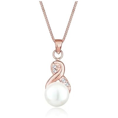Elli Halskette Damen Infinity Perle mit Kristalle in 925 Sterling Silber Elli Halskette Damen Infinity Perle mit Kristalle in 925 Sterling Silber