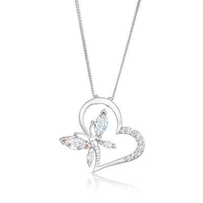 Elli Halskette Damen Herz Schmetterling Anhänger Elegant mit Zirkonia Kristallen in 925 Sterling Silber Elli Halskette Damen Herz Schmetterling Anhänger Elegant mit Zirkonia Kristallen in 925 Sterling Silber