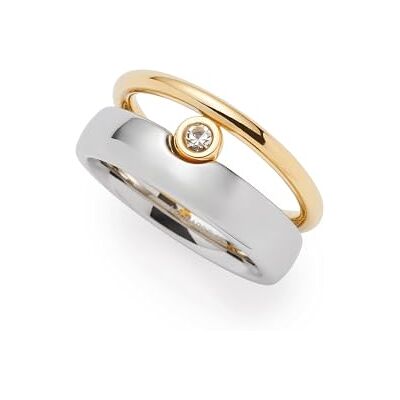 JEWELS BY LEONARDO Ring Claire • Band-Ring aus bicolorfarbenem Edelstahl • Zirkoniastein gehalten von einer goldenen- und silbernen Schiene • Gr. 20 (63) • Schmuck Geschenk für Frauen • 025398 JEWELS BY LEONARDO Ring Claire • Band-Ring aus bicolorfarbenem Edelstahl • Zirkoniastein gehalten von einer goldenen- und silbernen Schiene • Gr. 20 (63) • Schmuck Geschenk für Frauen • 025398