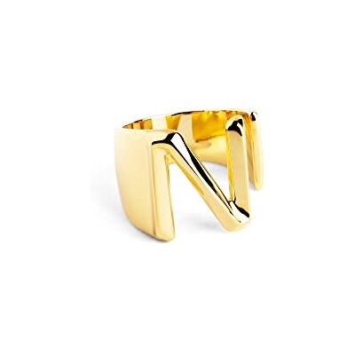 SINGULARU Personalisierter Signet Letter Ring. Messing mit 18 Kt Vergoldeter Beschichtung. Schmuck für Damen. Buchstabe N. SINGULARU Personalisierter Signet Letter Ring. Messing mit 18 Kt Vergoldeter Beschichtung. Schmuck für Damen. Buchstabe N.
