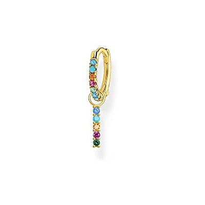 THOMAS SABO Einzel Creole mit bunten Steinen und Anhänger gold 925 Sterlingsilber, 750 Gelbgold Vergoldung THOMAS SABO Einzel Creole mit bunten Steinen und Anhänger gold 925 Sterlingsilber, 750 Gelbgold Vergoldung