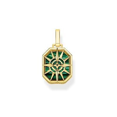THOMAS SABO Anhänger Kompass Stern grün 925 Sterlingsilber, 750 Gelbgold Vergoldung THOMAS SABO Anhänger Kompass Stern grün 925 Sterlingsilber, 750 Gelbgold Vergoldung