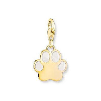 THOMAS SABO Charm-Anhänger Hundepfote mit weißer Kaltemaille vergoldet 925 Sterlingsilber, 750 Gelbgold Vergoldung, Kaltemail THOMAS SABO Charm-Anhänger Hundepfote mit weißer Kaltemaille vergoldet 925 Sterlingsilber, 750 Gelbgold Vergoldung, Kaltemail