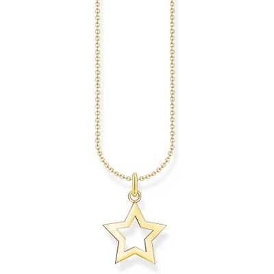 THOMAS SABO Kette mit Stern-Anhänger vergoldet 750 Gelbgold Vergoldung, 925 Sterlingsilber THOMAS SABO Kette mit Stern-Anhänger vergoldet 750 Gelbgold Vergoldung, 925 Sterlingsilber