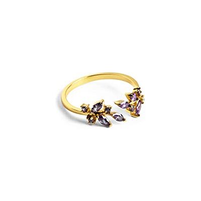 SINGULARU Buganvilla Ring. Sterlingsilber mit 18 Kt Vergoldeter Beschichtung und Zirkonia. Schmuck für Damen. SINGULARU Buganvilla Ring. Sterlingsilber mit 18 Kt Vergoldeter Beschichtung und Zirkonia. Schmuck für Damen.