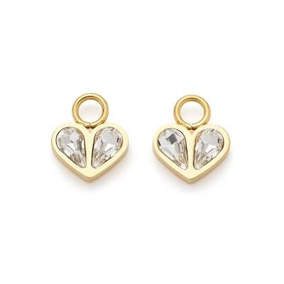 JEWELS BY LEONARDO Anhänger Beauty's Ines • 1 Paar Charms-Anhänger aus goldfarbenem Edelstahl • zwei facettierte klare Glastropfen in Herz-Form • Schmuck Geschenk für Frauen • 025522 JEWELS BY LEONARDO Anhänger Beauty's Ines • 1 Paar Charms-Anhänger aus goldfarbenem Edelstahl • zwei facettierte klare Glastropfen in Herz-Form • Schmuck Geschenk für Frauen • 025522