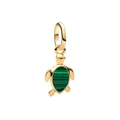 PANDORA ME Grüne Schildkröte Mini-Charm-Anhänger mit Malachit und 14 Karat Vergoldetem Sterling Silber, Kompatibel Me und Moments Anhänger, 763823C01 PANDORA ME Grüne Schildkröte Mini-Charm-Anhänger mit Malachit und 14 Karat Vergoldetem Sterling Silber, Kompatibel Me und Moments Anhänger, 763823C01