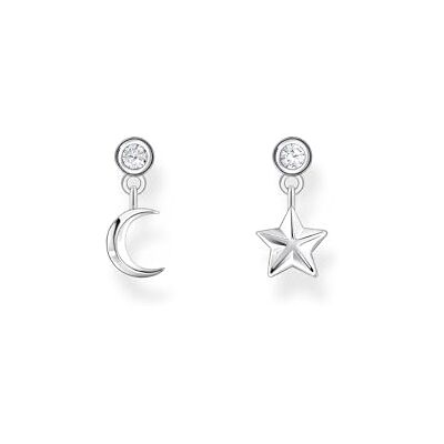 THOMAS SABO Ohrstecker mit Mond- und Stern-Anhänger und weißen Steinen Silber 925 Sterlingsilber THOMAS SABO Ohrstecker mit Mond- und Stern-Anhänger und weißen Steinen Silber 925 Sterlingsilber