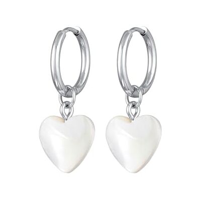 Elli Ohrringe Damen Creolen Herz Anhänger Goldfarben mit Muscheln Elli Ohrringe Damen Creolen Herz Anhänger Goldfarben mit Muscheln
