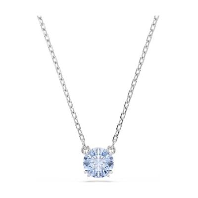 Swarovski Stilla Halskette, Blaue, Rhodinierte Damenhalskette mit Anhänger und Strahlenden Kristallen im Rundschliff Swarovski Stilla Halskette, Blaue, Rhodinierte Damenhalskette mit Anhänger und Strahlenden Kristallen im Rundschliff