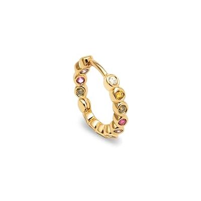 SINGULARU Einzelner Creolen-Ohrring Orbit. Messing mit 18 kt Goldbeschichtung und Zirkonia. Schmuck für Damen SINGULARU Einzelner Creolen-Ohrring Orbit. Messing mit 18 kt Goldbeschichtung und Zirkonia. Schmuck für Damen