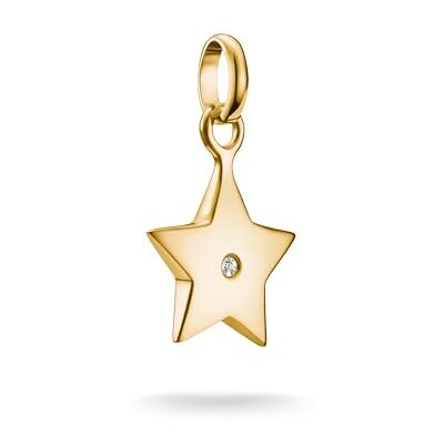 THOMAS SABO Charm-Anhänger Stern mit weißem Stein Connect vergoldet 18k Vergoldung, Recyceltes 925 Silber THOMAS SABO Charm-Anhänger Stern mit weißem Stein Connect vergoldet 18k Vergoldung, Recyceltes 925 Silber