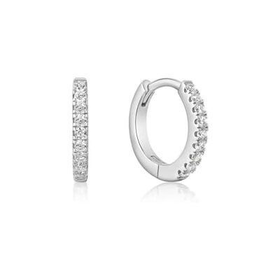ANIA HAIE Damen Ohrstecker Creole Ear Edit Sparkle Huggie Hoop aus Sterling Silber, besetzt mit 18 Zirkonia, Durchmesser 12mm, inkl. Geschenkverpackung ANIA HAIE Damen Ohrstecker Creole Ear Edit Sparkle Huggie Hoop aus Sterling Silber, besetzt mit 18 Zirkonia, Durchmesser 12mm, inkl. Geschenkverpackung