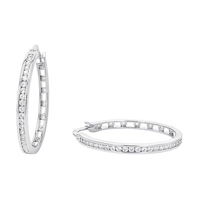 TOM TAILOR Creolen für Damen, Sterling Silber 925, mit Zirkonia, 33 mm, silber, Geschenkidee, Ohrschmuck, Damenschmuck, 2100573 TOM TAILOR Creolen für Damen, Sterling Silber 925, mit Zirkonia, 33 mm, silber, Geschenkidee, Ohrschmuck, Damenschmuck, 2100573