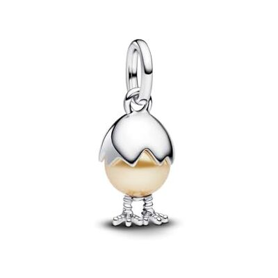 PANDORA Moments Osterei Charm-Anhänger aus Sterling Silber mit künstlicher Kristallperle, Kompatibel Me und Moments Armbändern, 793748C01 PANDORA Moments Osterei Charm-Anhänger aus Sterling Silber mit künstlicher Kristallperle, Kompatibel Me und Moments Armbändern, 793748C01