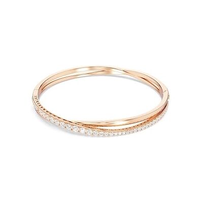 Swarovski Hyperbola Armband, Weißer und Rosé Vergoldeter Damenarmreif mit Strahlenden Kristallen Swarovski Hyperbola Armband, Weißer und Rosé Vergoldeter Damenarmreif mit Strahlenden Kristallen