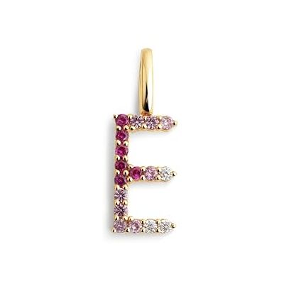 SINGULARU Letter Spark Sakura Charm. Sterlingsilber mit 18 Kt Vergoldeter Beschichtung und Zirkonia. Schmuck für Damen. Buchstabe E. SINGULARU Letter Spark Sakura Charm. Sterlingsilber mit 18 Kt Vergoldeter Beschichtung und Zirkonia. Schmuck für Damen. Buchstabe E.