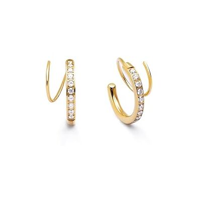 SINGULARU Swirl Ohrringe. Edelstahl mit 18 Kt Vergoldeter Beschichtung und Zirkonia. Schmuck für Damen. SINGULARU Swirl Ohrringe. Edelstahl mit 18 Kt Vergoldeter Beschichtung und Zirkonia. Schmuck für Damen.