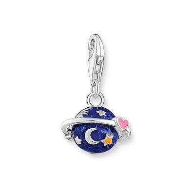 THOMAS SABO Charm-Anhänger Saturn mit bunter Kaltemaille Silber 925 Sterlingsilber, Kaltemail THOMAS SABO Charm-Anhänger Saturn mit bunter Kaltemaille Silber 925 Sterlingsilber, Kaltemail